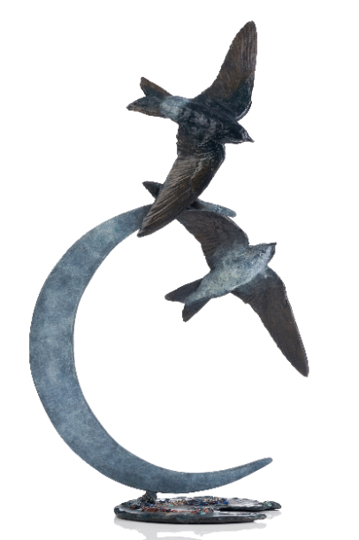 Touching the Moon bird bronze by Sculptress JOEL