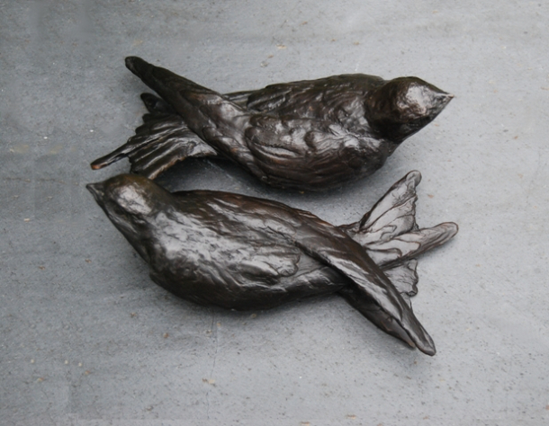 Two Young Swift in Bronze  by Sculptress JOEL 