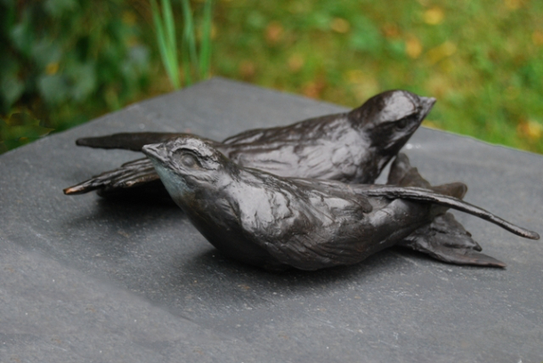 Two Young Swift in Bronze  by Sculptress JOEL 