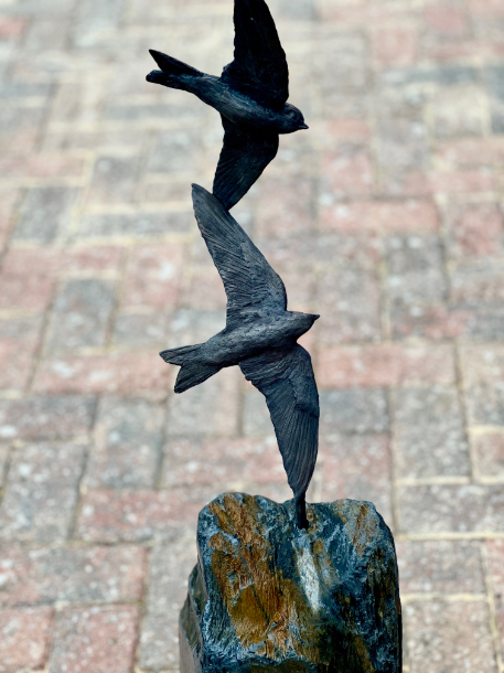 Wing to Wing bronze  bird sculpture by JOEL Walker