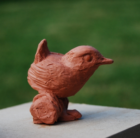Wren Chick in progress bird sculpture by JOEL
