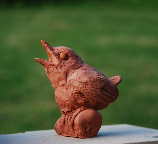 Wren Chick in progress bird sculpture by JOEL