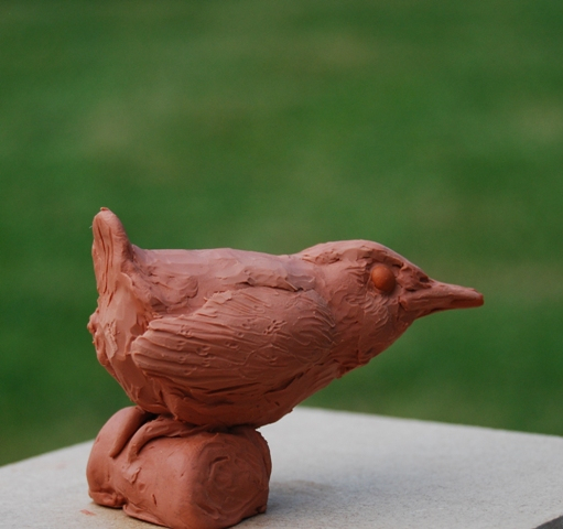 Wren Chick in progress bird sculpture by JOEL