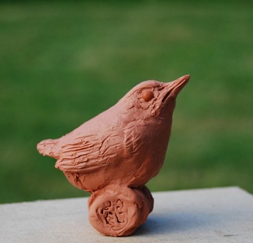 Wren Chick in progress bird sculpture by JOEL
