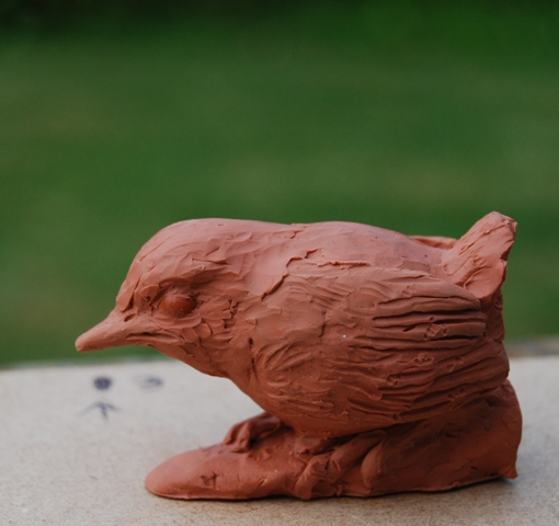 Wren Chick in progress bird sculpture by JOEL