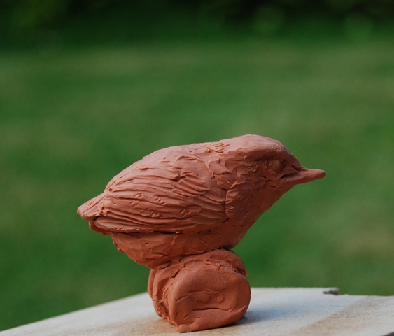 Wren Chick in progress bird sculpture by JOEL