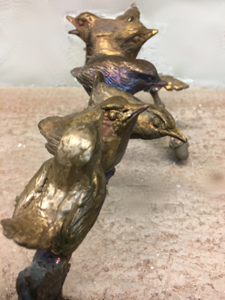 Wren Young Bronze on Family Oak Tree by JOEL