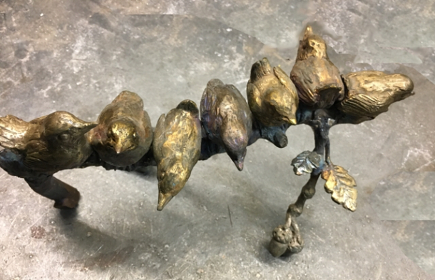 Wren Young Bronze on Family Oak Tree by JOEL
